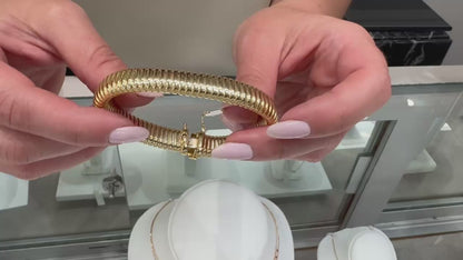 Marcello Pane Sterling Silver Bangle Bracelet with 18K Yellow Gold Overlay