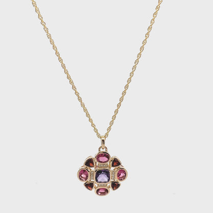 Allison Kaufman 14K Yellow Gold Semi Precious Stone & Diamond Geometric Necklace