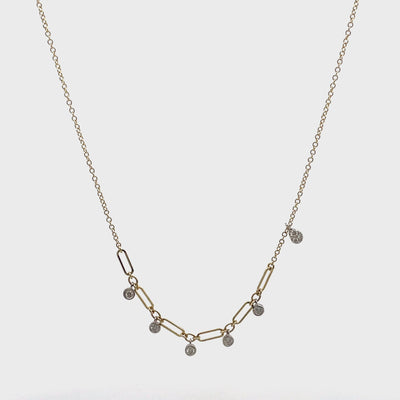 Meira T N13712/TY 14K Yellow Gold Paperclip Necklace with Diamonds