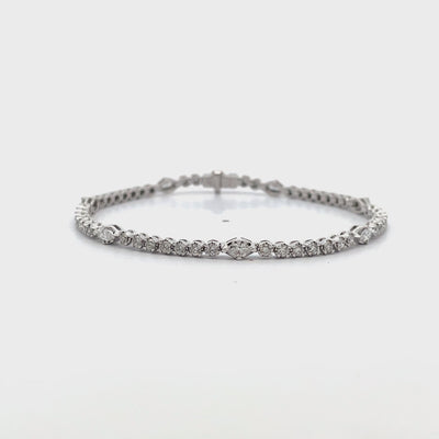 18K White Gold Marquise & Round Diamond Bracelet
