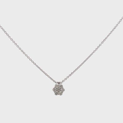 18K White Gold Diamond Cluster Necklace