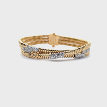 Simon G. LB2527 18K Two Tone Twisted Diamond Bangle Bracelet
