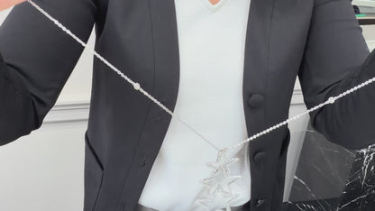 14K White Gold Three Star Diamond Necklace 2.40 Carats