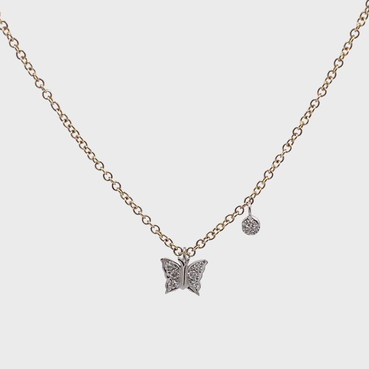 Ladda video: Meira T N11968/TY 14K Two Tone Gold Diamond Mini Butterfly Pendant Adjustable Necklace
