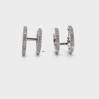 18K White Gold 0.38 Carat Diamond Mini Double Hoop Earrings