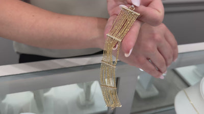 Multi-strand Diamond Bracelet in 14K Yellow Gold, Adjustable with Lobster Lock