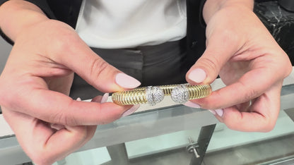 Marcello Pane BRFO 069 Sterling Silver Cuff Bangle Bracelet with Gold Overlay