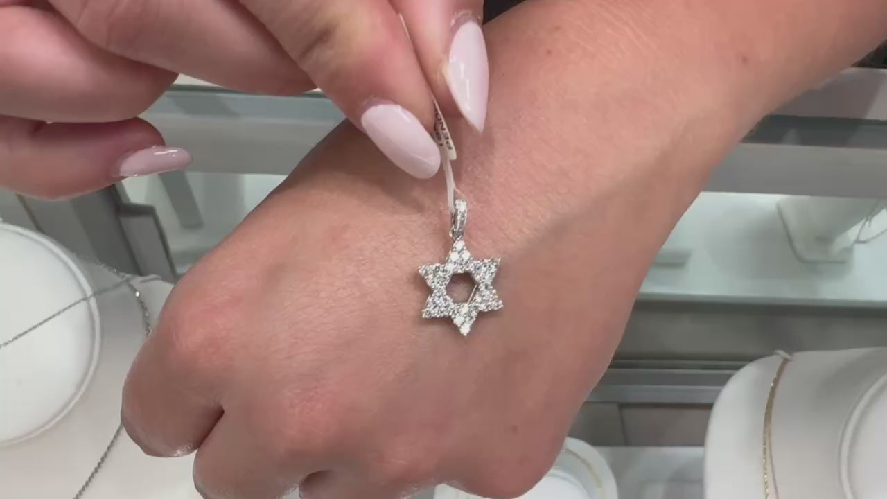 18K White Gold Star Of David 0.83 Carat Diamond Pendant