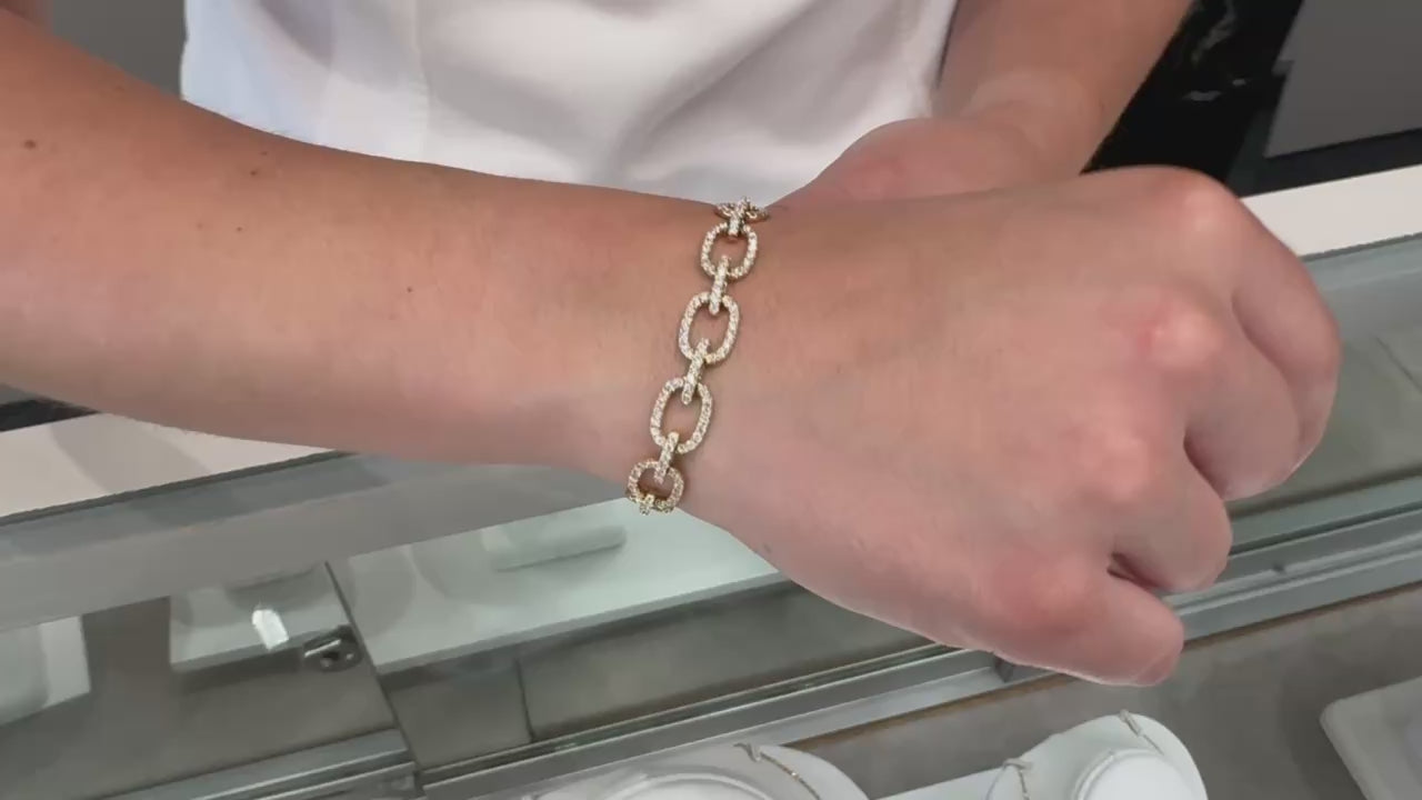 Diamond Paperclip Bracelet in 18K Yellow Gold