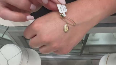 14K Yellow Gold Baby Pin with Miraculous Medal