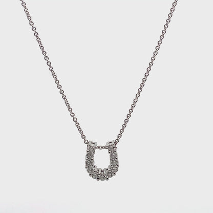 14K White Gold Diamond Horseshoe Pendant