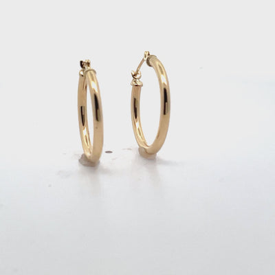 14K Yellow Gold 2mm Wide Hoop Earrings