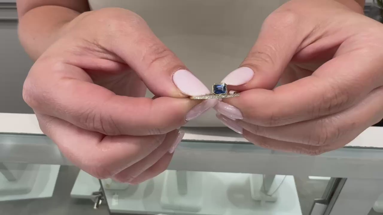 Meira T. 14K Yellow Gold Ring with Blue Sapphire & Diamonds