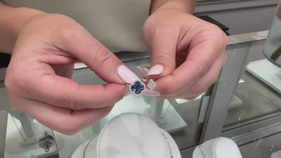 Sapphire Quatrefoil Bypass Ring in 18K White Gold with Diamonds