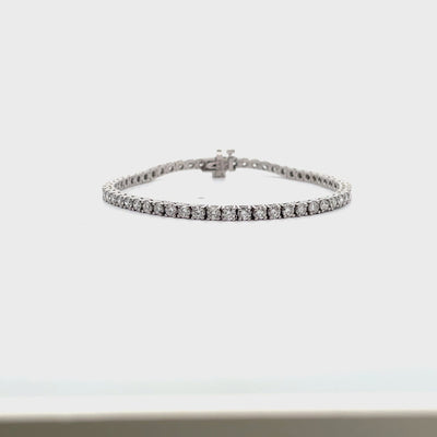 14K White Gold Lab Grown Round Diamond 5.25 Carat Tennis Bracelet