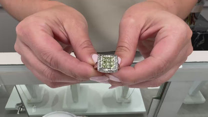 Curved Peridot & Diamond Ring in 14K White Gold