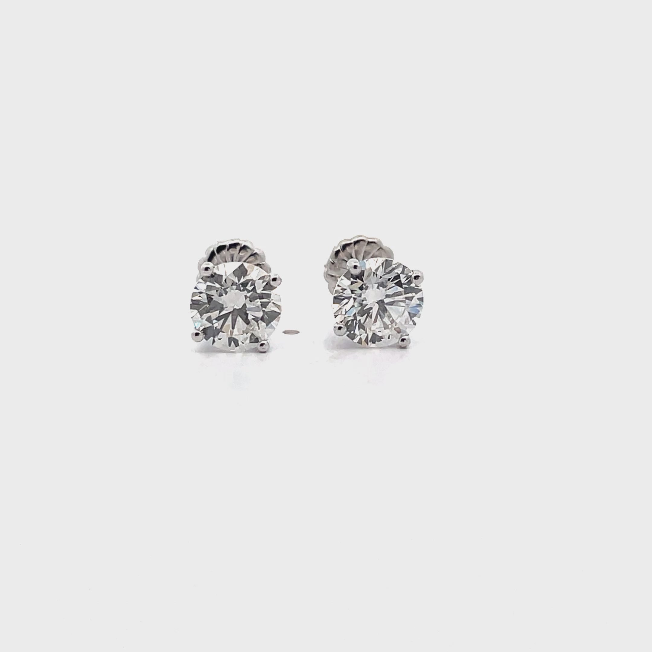 14K White Gold Lab Grown Diamond Martini Stud Earrings- 4.06 Carats