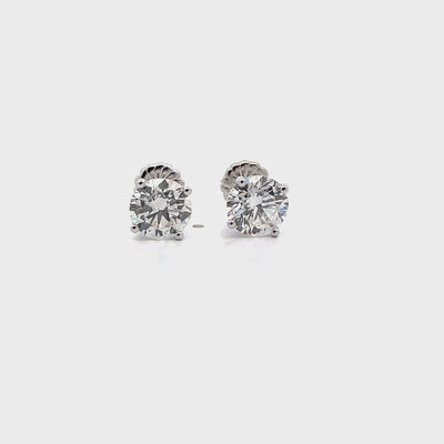 14K White Gold Lab Grown Diamond Martini Stud Earrings- 4.06 Carats