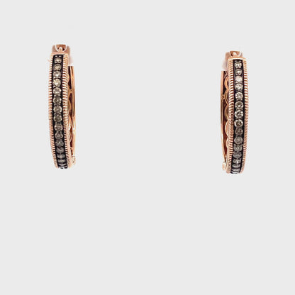 Pre-Owned 14K Rose Gold LeVian Diamond Hoop Earrings