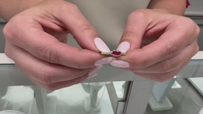 Marquise Ruby & Diamond Ring in 14K Yellow Gold