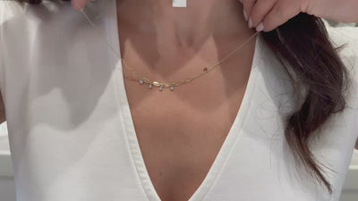 Meira T N13498 14K Yellow Gold Bezel Diamond Paperclip Necklace