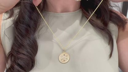 Allison Kaufman 14K Yellow Gold Round Pendant Necklace with Diamonds