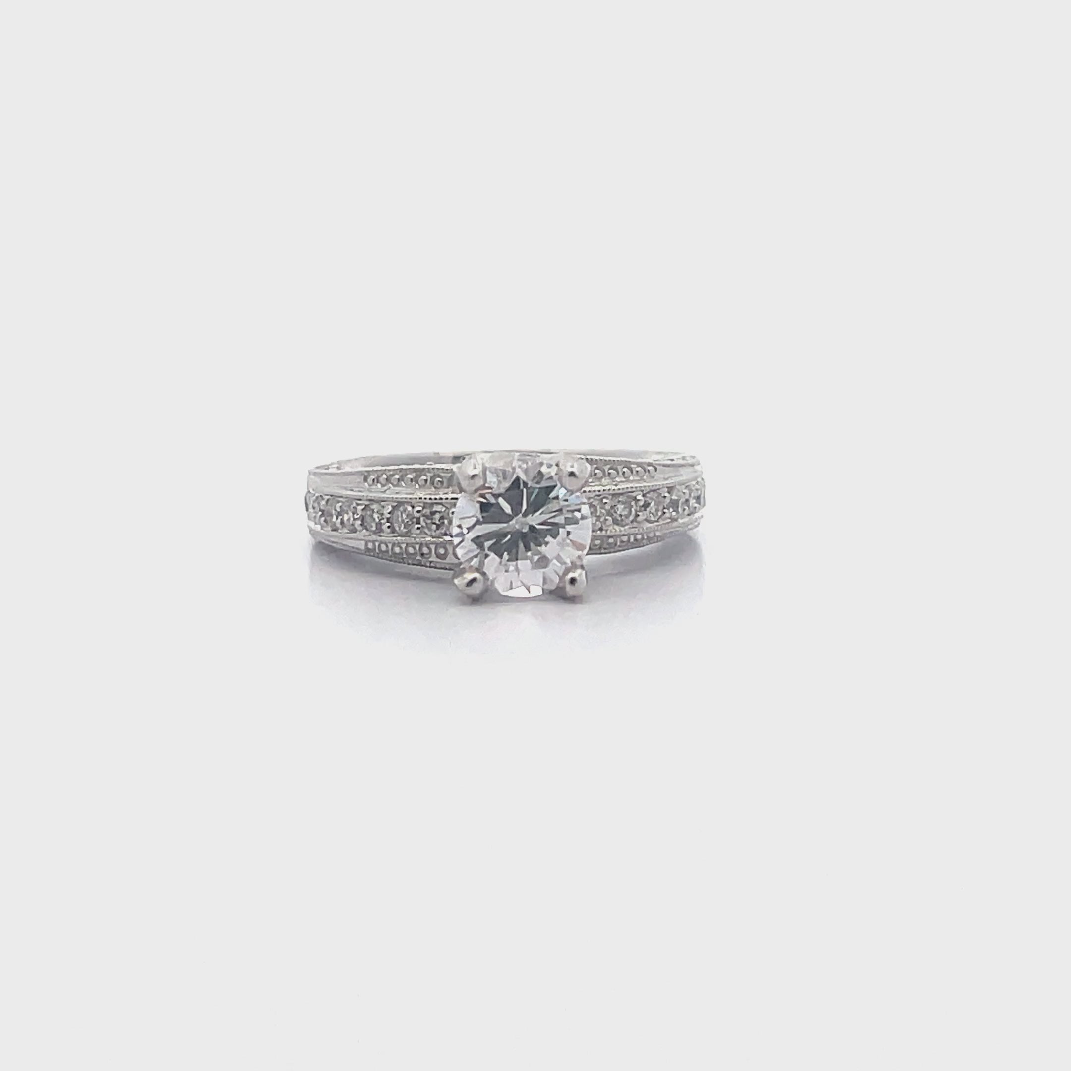 تحميل الفيديو: Kirk Kara SS6625 Stella Diamond Engagement Ring Hand Engraved with Beading