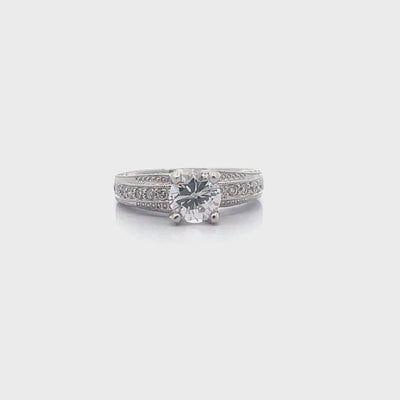 Kirk Kara SS6625 Stella Diamond Engagement Ring Hand Engraved with Beading