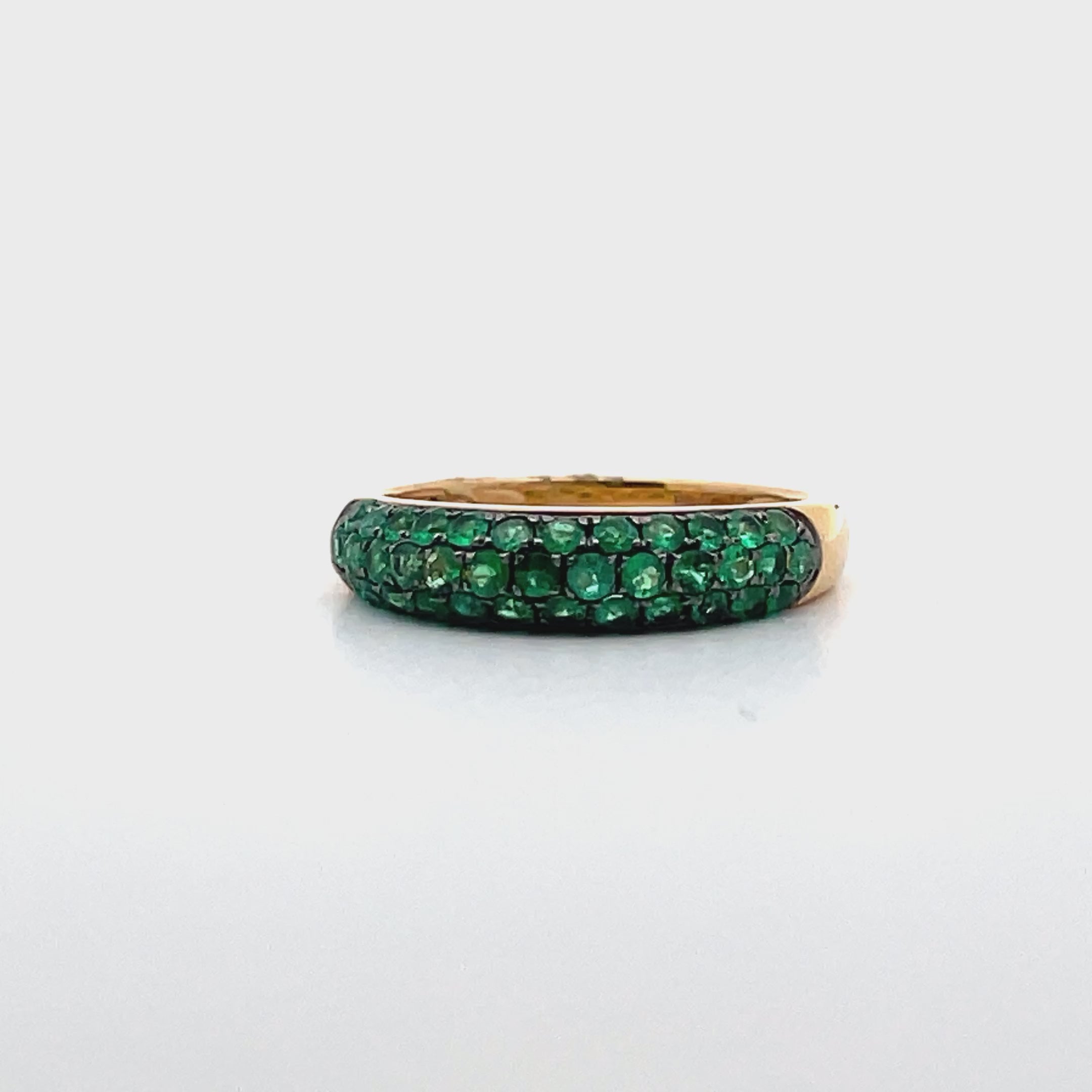 18K Yellow Gold Pave Set Emerald Ring