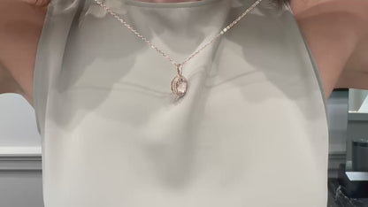 14K Rose Gold 3.09 Carat Morganite & Diamond Pendant Necklace
