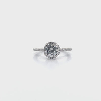 Ritani 1RZ3702 French-Set Halo Engagement Ring Setting for 6.5 Millimeter Round Center Stone