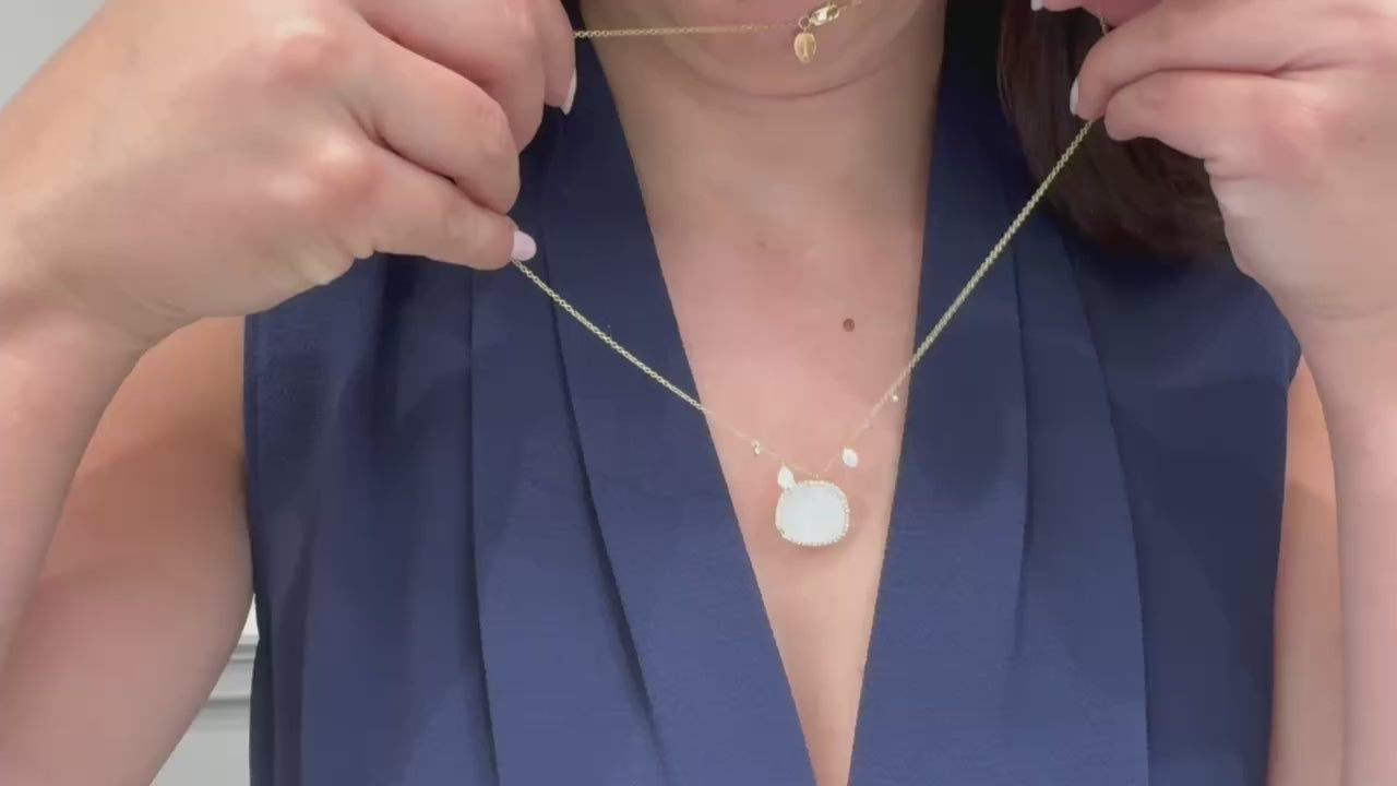 Meira T N14717/YP 14K Yellow Gold Pearl Necklace with Diamonds