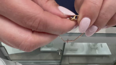 14K Rose Gold Diamond Cross Bracelet