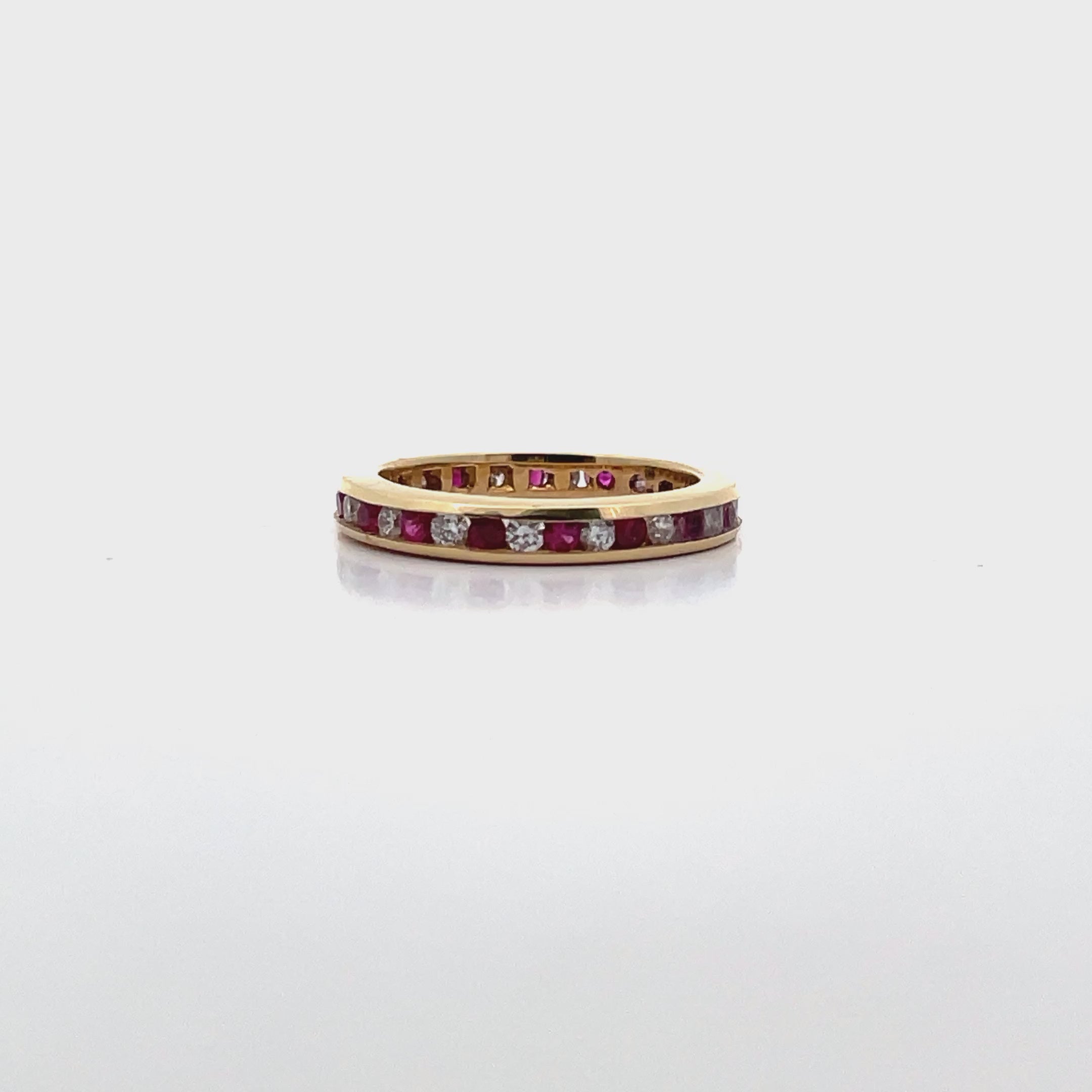 Ruby and Diamond Eternity Ring in 14K Yellow Gold