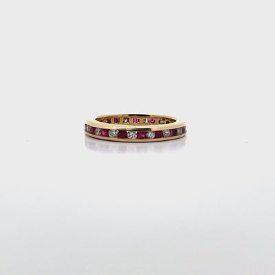 Ruby and Diamond Eternity Ring in 14K Yellow Gold