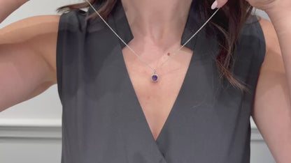 14K White Gold 1.44 Carat Amethyst and 0.08 Carat Diamond Pendant Necklace