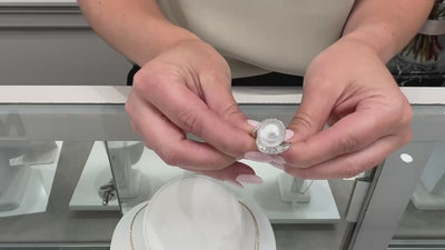 14.38 Millimeter South Sea Pearl Set in Bypass Style 18K White Gold Diamond Ring