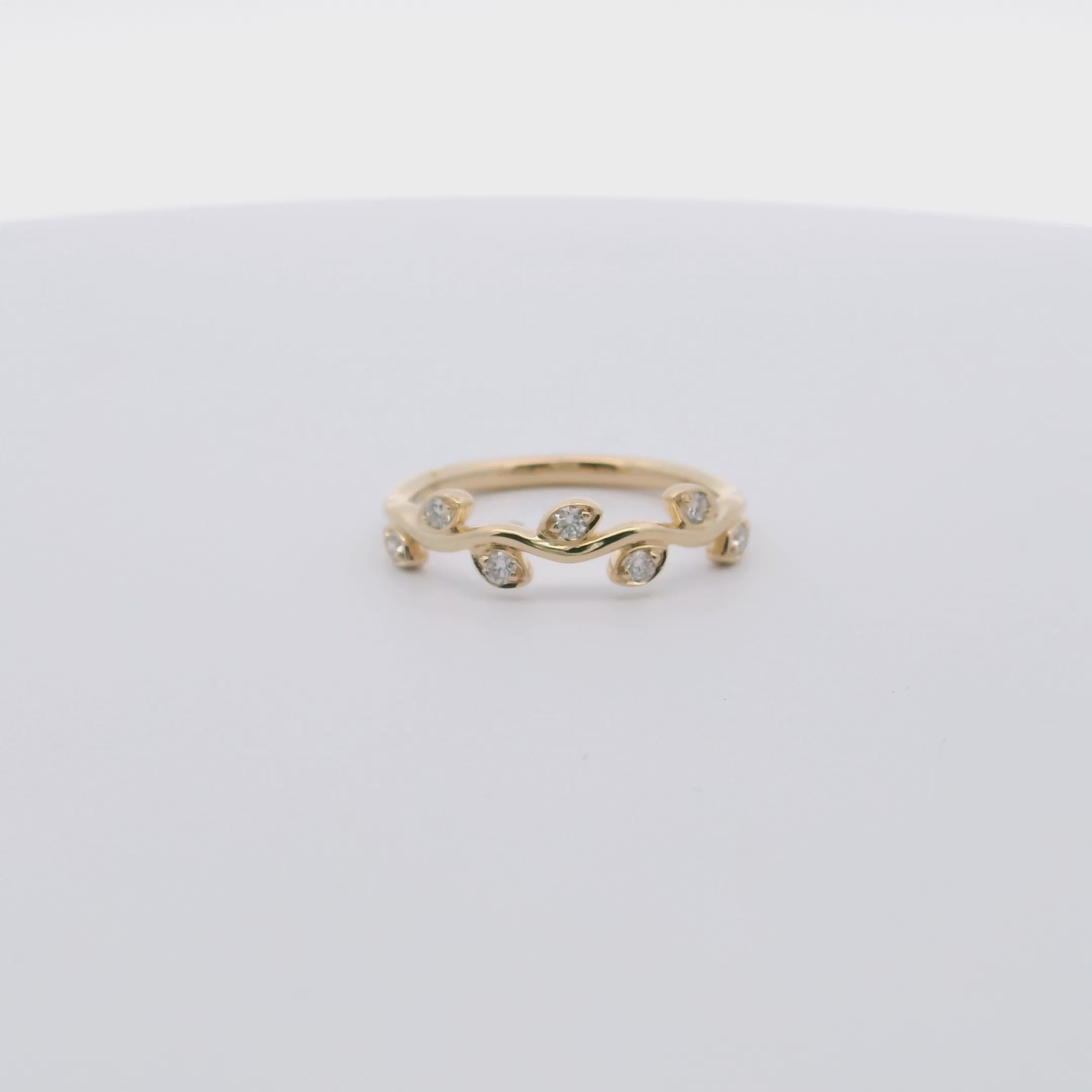 14K Yellow Gold Wedding Ring with Diamonds- Size 7