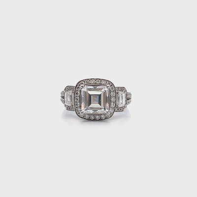 Simon G. TR484 Three Stone Engagement Ring in 18K White Gold