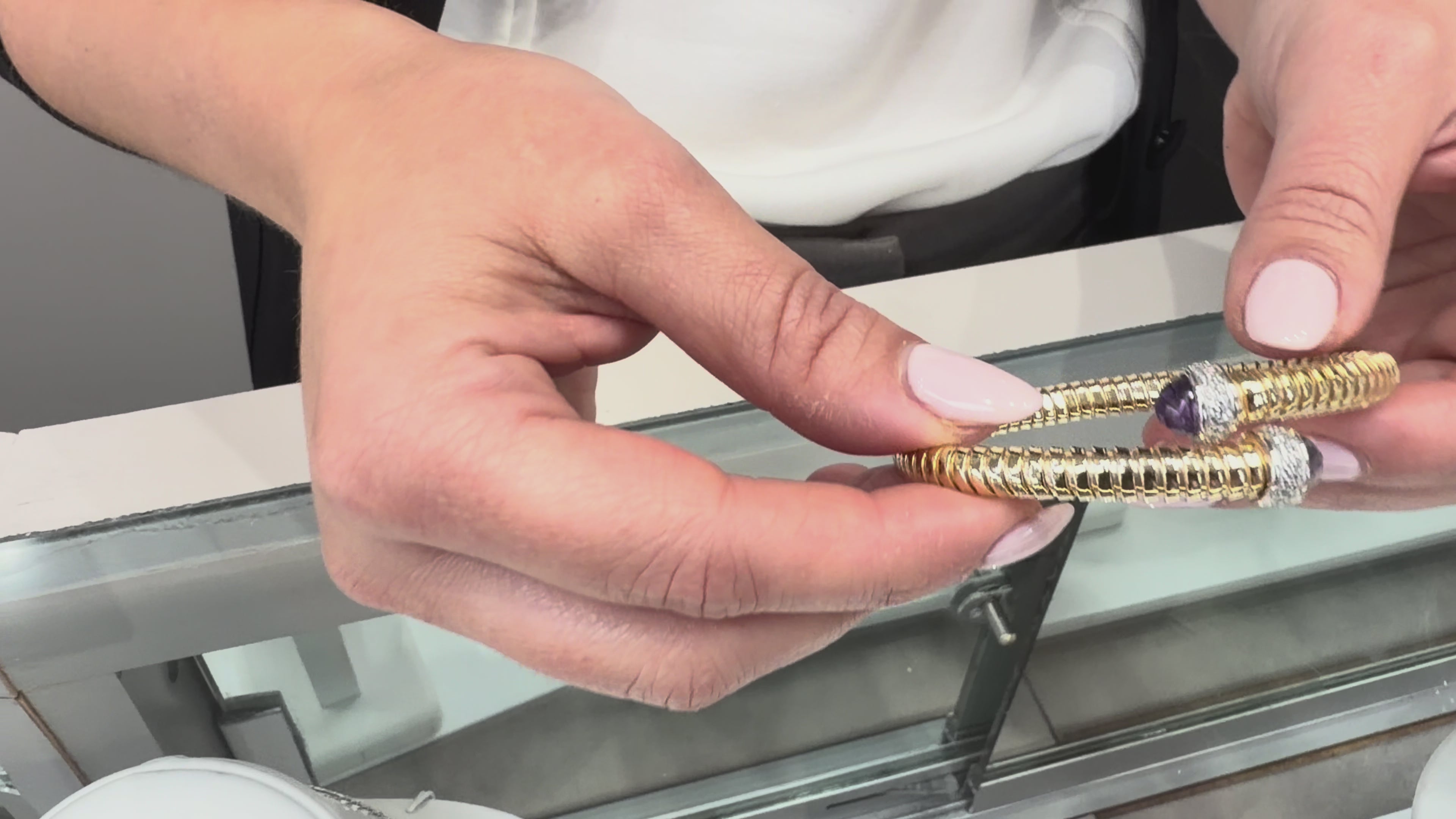 Load video: Marcello Pane BRFO 345G-V Sterling Silver Bracelet with Gold Overlay