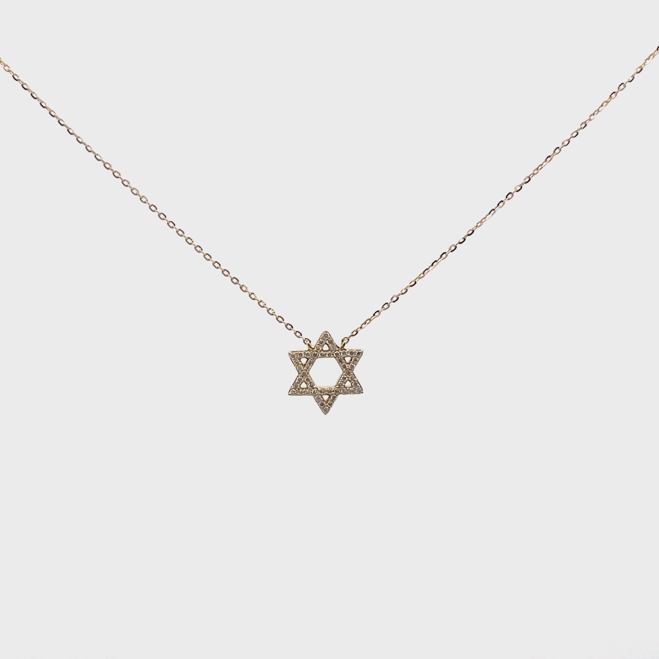 18K Yellow Gold Star of David Necklace