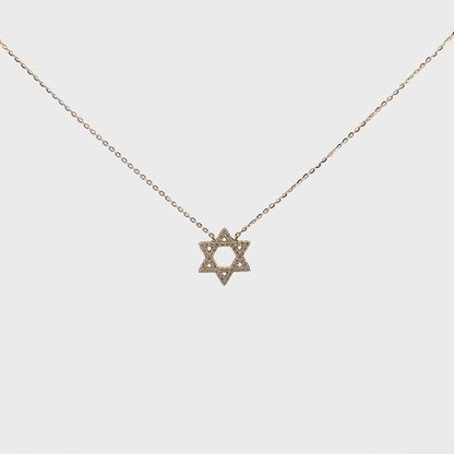 18K Yellow Gold Star of David Necklace