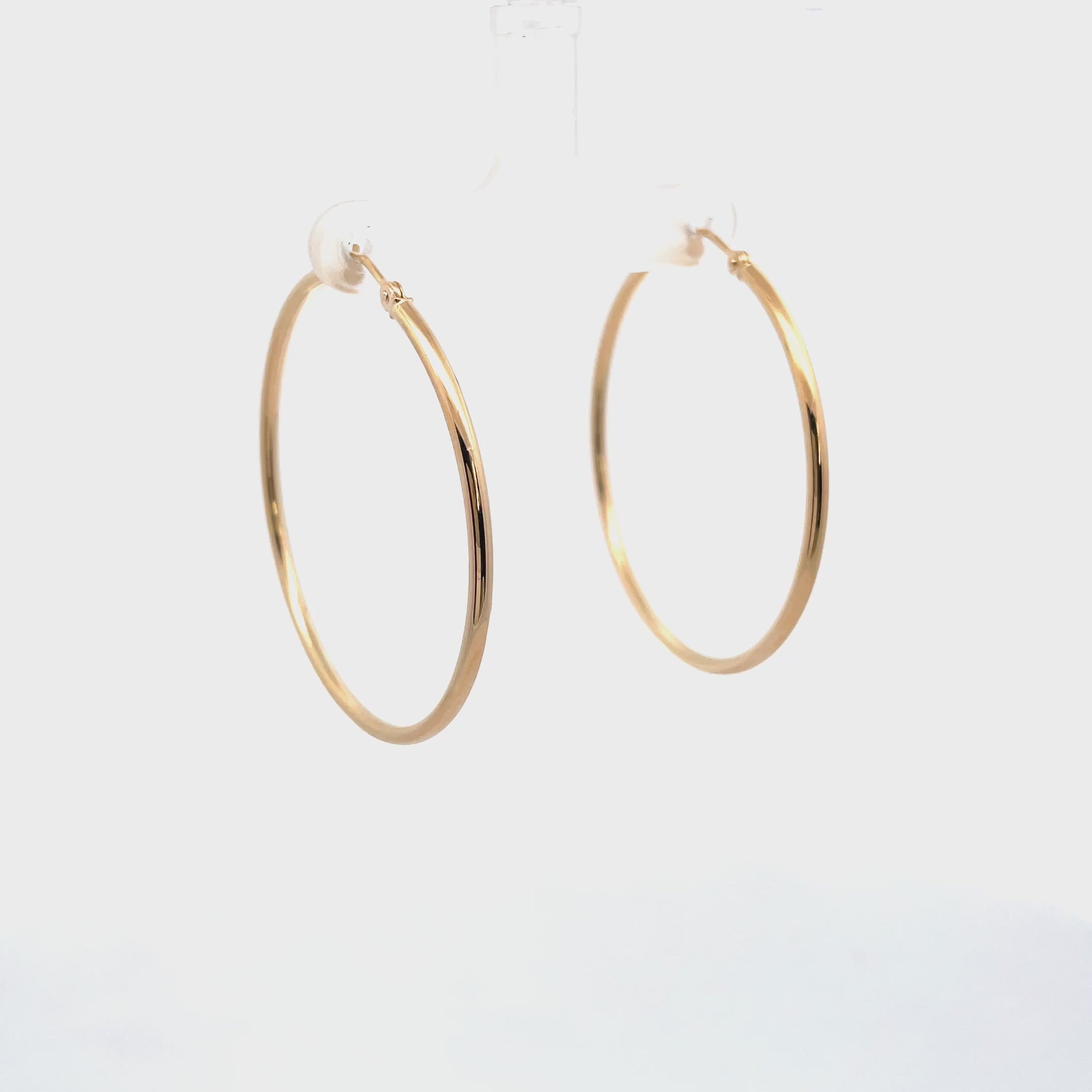 14K Yellow Gold 2mm Hoop Earrings