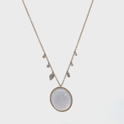 Meira T N10657/YC 14K Yellow Gold Opal & Diamond Pendant Necklace