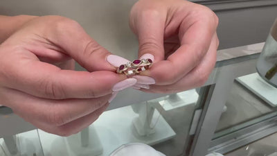 Marquise Ruby and Roud Diamond Eternity Ring in 14K Rose Gold