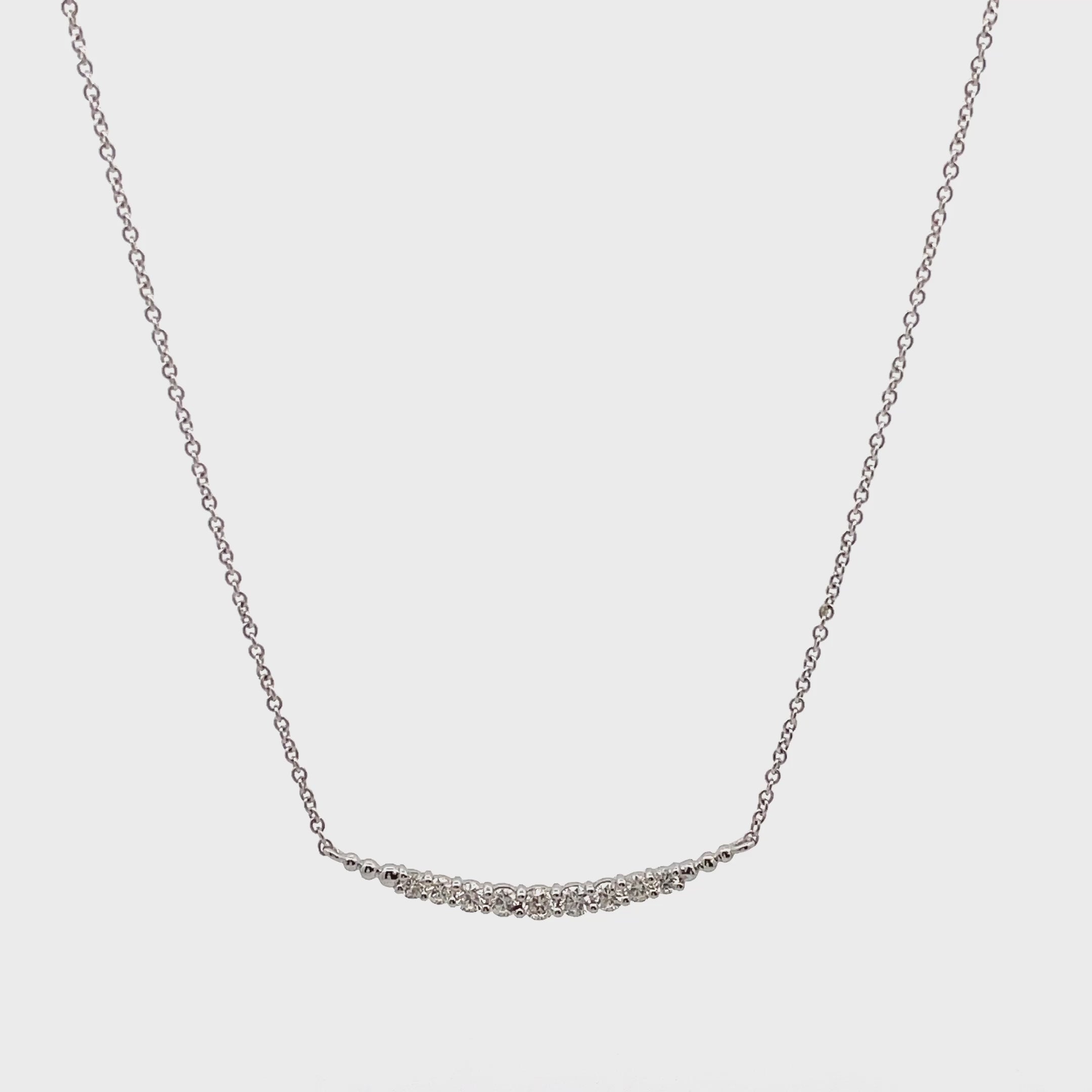 18K White Gold Diamond Bar Necklace