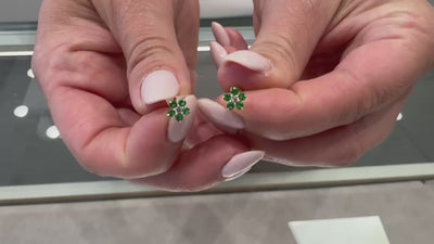 14k Yellow Gold Birthday Flower Earrings with Five Petals - May with Screwbacks