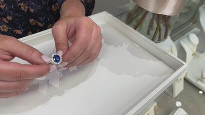 Vanna K 18K White Gold Sapphire & Diamond Ring