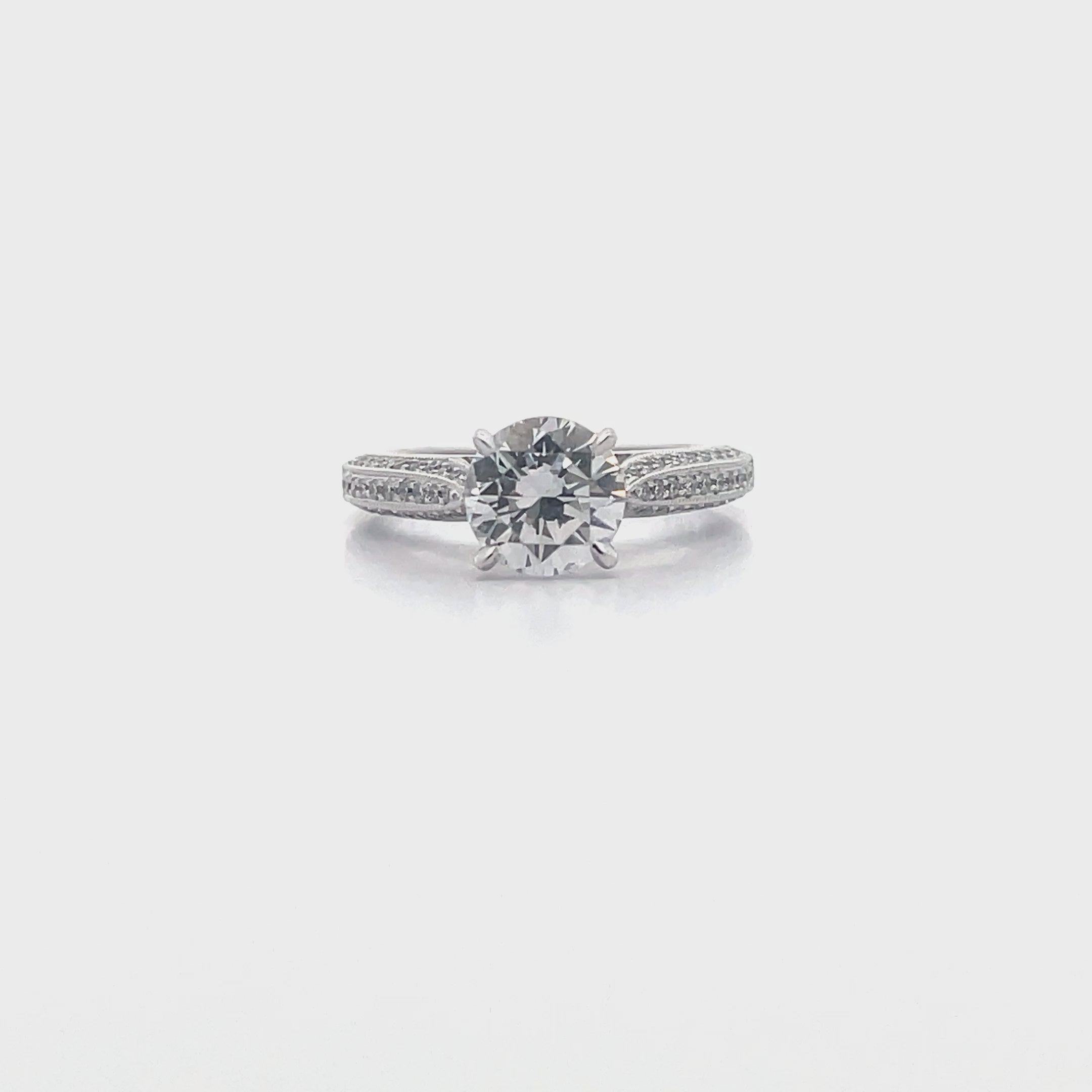 Load video: Kirk Kara SS6947A-R Carmella 18K White Gold Diamond Engagement Ring