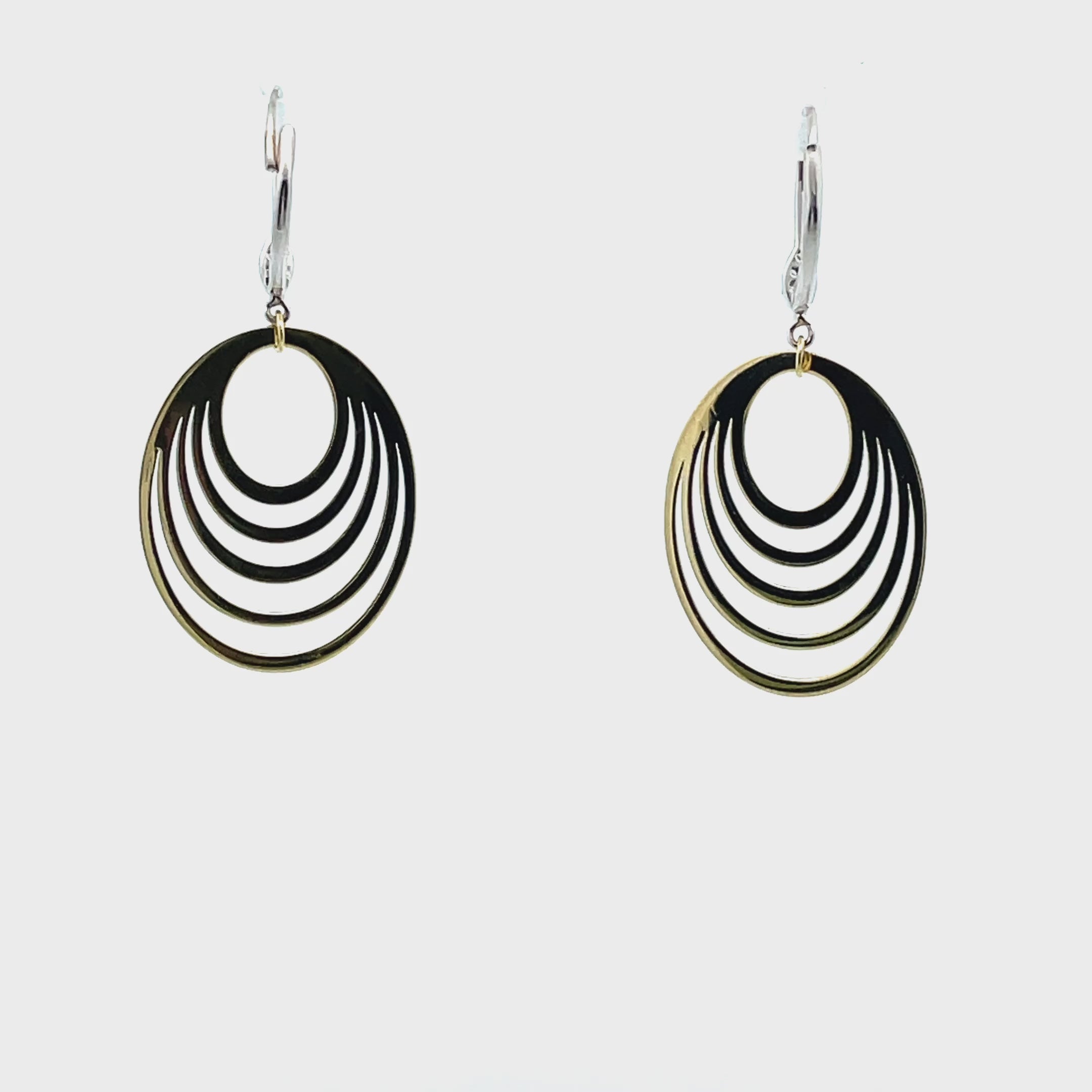 Load video: Meira T. 14K Two Tone Gold Dangle Earrings with Diamonds